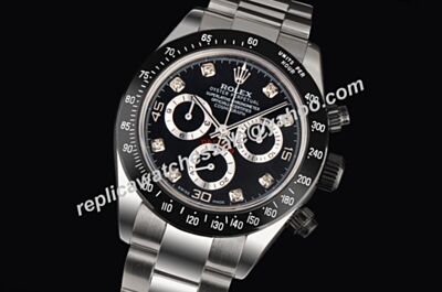 Rolex Ltd Edition Swiss Movement Daytona Black Face Pxd Diamond Watch LLS102 