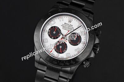 Cheap Rolex Pro-Hunter Paul Newman Daytona Counterfeit White Watch LLS341, Black Sub Dial & Band