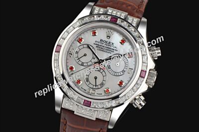 Rolex Panda Ref 116528 Swiss Made Red Diamonds Markers Daytona Auto Oyster Watch LLS387