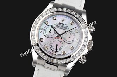 Vintage Swiss Pearlmaster 116589RB Rolex Diamond White Leather Wristlet Daytona Automatic chrono Watch LLS392