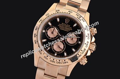 Rolex Swiss Copy Movement 116528-78598 Daytone Black Face Chrono Gold Watch LLS405