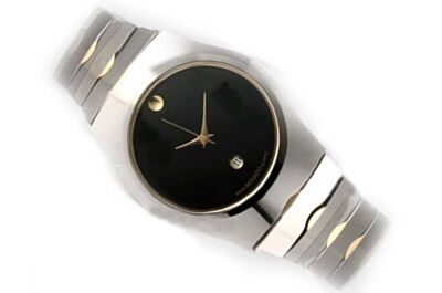 Gents Movado Luno Sport Black Dial Ref 0606381 Date Two Tone Bracelet Watch 