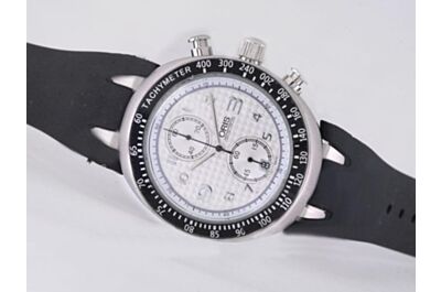 Rep Oris Williams TT3 Chrono 43mm White Gold Case Black Tachymeter Bezel Watch 