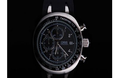 Oris TT3 Automatic Mne's 7587 7264R Black Chrono White Gold Date Watch 
