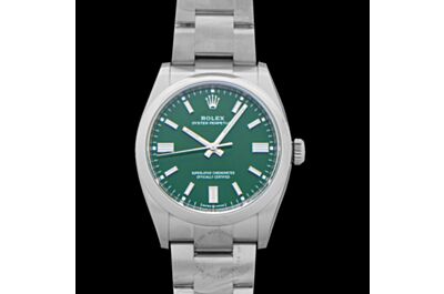 Hot Selling Rolex Oyster Perpetual Green Dial Parallel Bars Hour Markers Oyster Strap Men's   Watch 126000