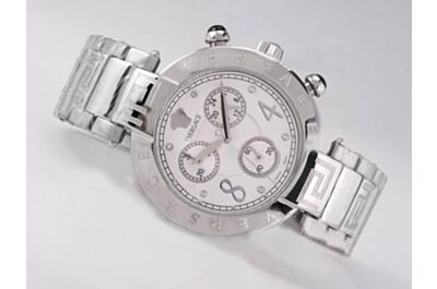 Versace Montre Reve Chrono 40mm Bracelet Acier Q5C99D498 S099 White Gold Watch  