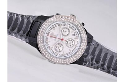 Versace Double Diamond Bezel Chronograph White 24 Hours Quartz Date Watch 