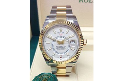High End Classic Rolex Sky Dweller White/Black Dial Silver Case Business Large Size  Men Watch