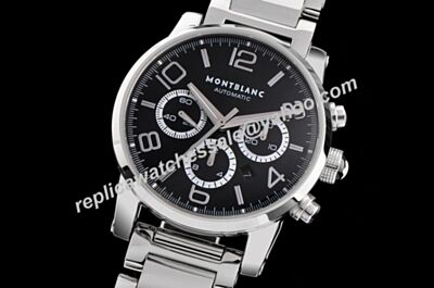 UK Montblanc Chronograph Timewalker 43mm Silver  Bracelet Date Automatic Swiss Movement Watch WBL010