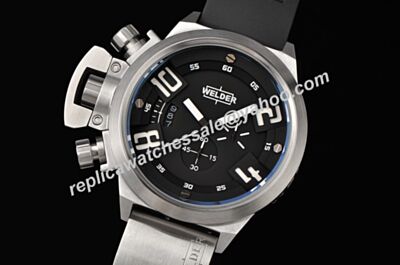  Welder K24-3201 Chrono White Gold Black Date Quartz Watch 