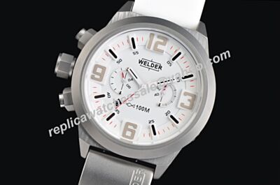 Welder K31 2603 Men's Quartz Chronograph White Strap Date Watch 