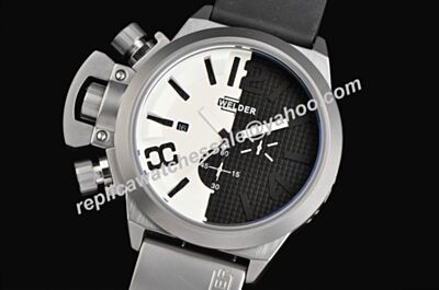 Welder K24-3308 Chronograph Rubber Strap Date White-Black Quartz Rep Watch 