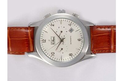 Unisex Cheap Zenith Class Elite 30mm Chronometer Leather Strap Date Watch 